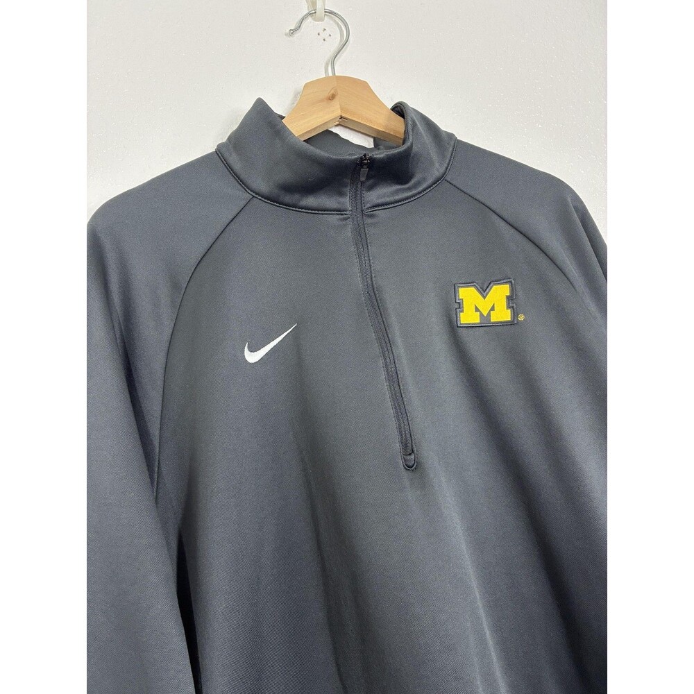 Michigan Wolverines Sweatshirt Mens XL Gray NCAA Football Nike Quarter Zip - Picture 4 of 12
